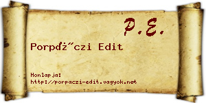 Porpáczi Edit névjegykártya